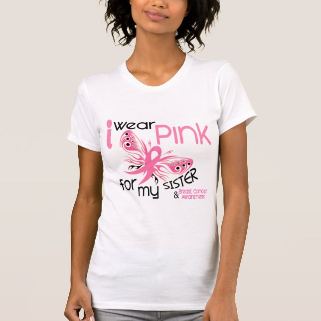 Camiseta Cáncer de pecho LLEVO el ROSA PARA MI HERMANA 45 (Anverso)