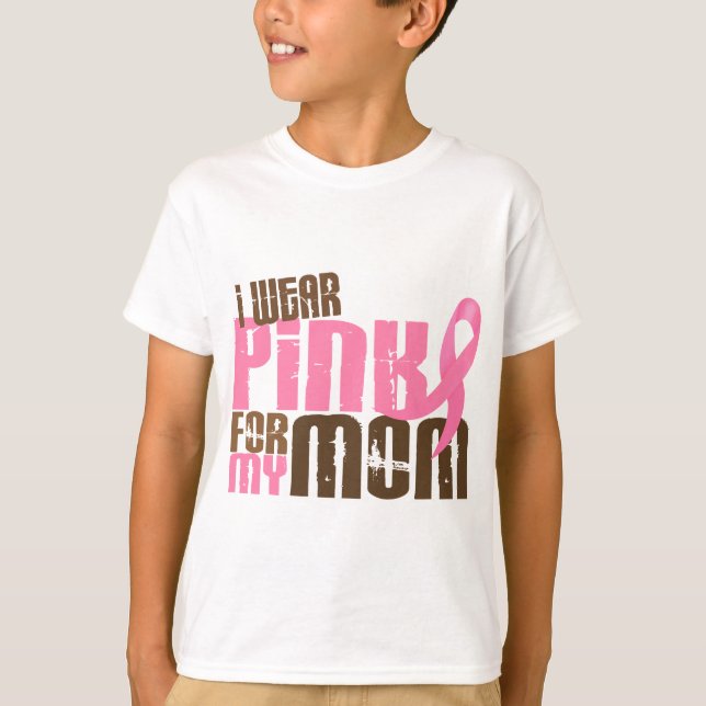 Camiseta Cáncer de pecho LLEVO el ROSA PARA MI MAMÁ 6,3 (Anverso)
