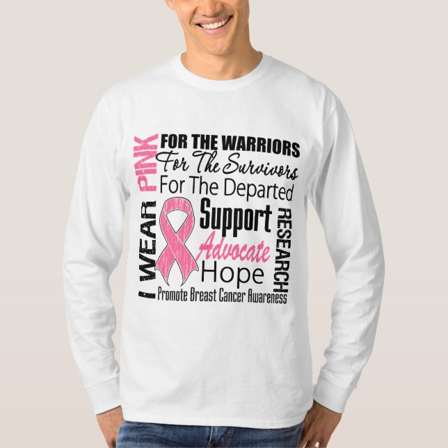 Camiseta Cáncer de pecho llevo TRIBUTO rosado de la cinta (Anverso)