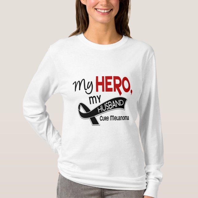 Camiseta Cáncer de piel del melanoma MI HÉROE MI MARIDO 42 (Anverso)