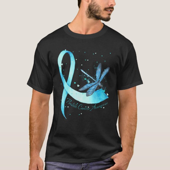 Camiseta Cáncer de próstata Hippie Dragonfly Light Blue Rib (Anverso)