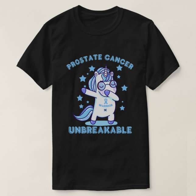 Camiseta cáncer de próstata unicornio lazo azul inquebranta (Diseño del anverso)