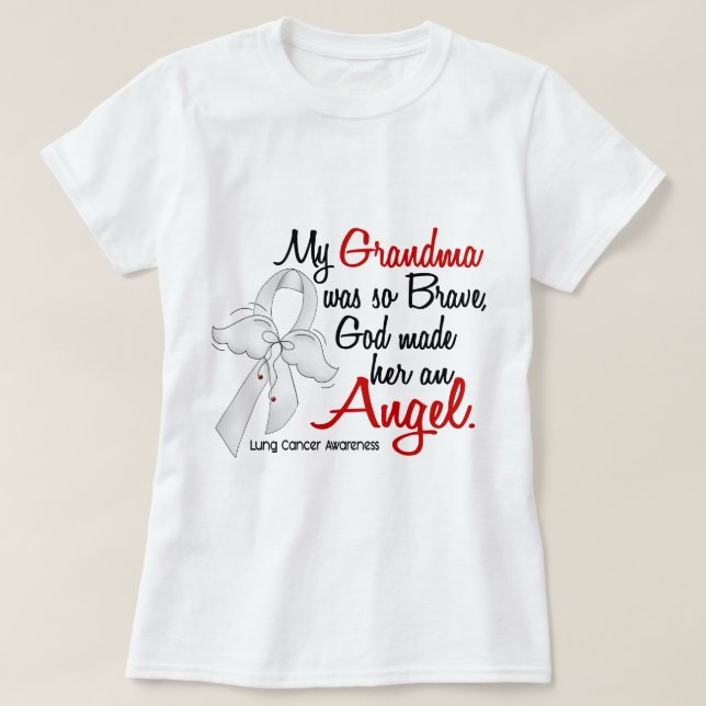 Camiseta Cáncer de pulmón de la abuela del ángel 2 (Diseño del anverso)