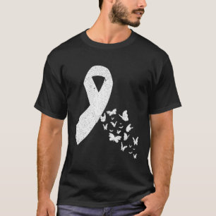Camiseta Cáncer de pulmón de la Cinta blanca de la Mariposa