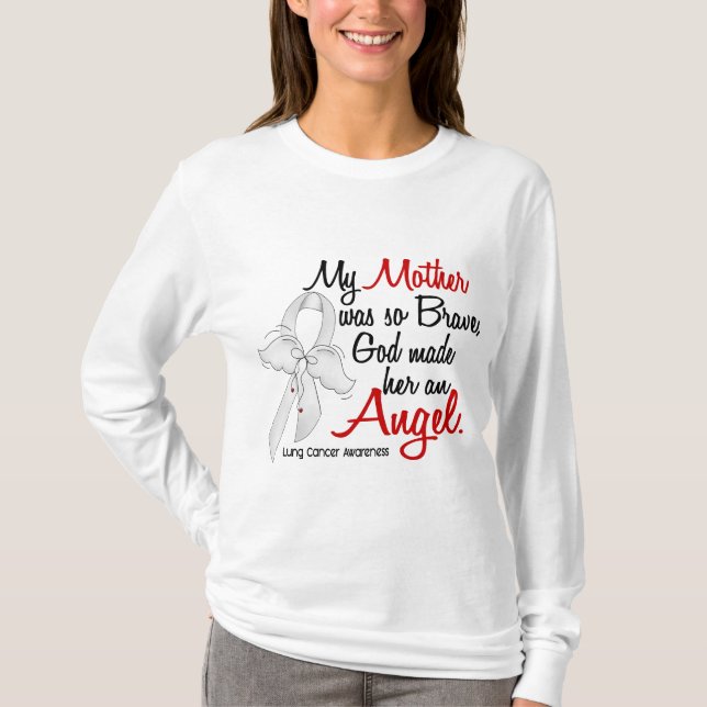Camiseta Cáncer de pulmón de la madre del ángel 2 (Anverso)
