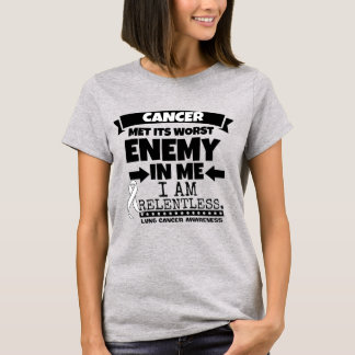 Camiseta Cáncer de pulmón encontró su peor enemigo en mí