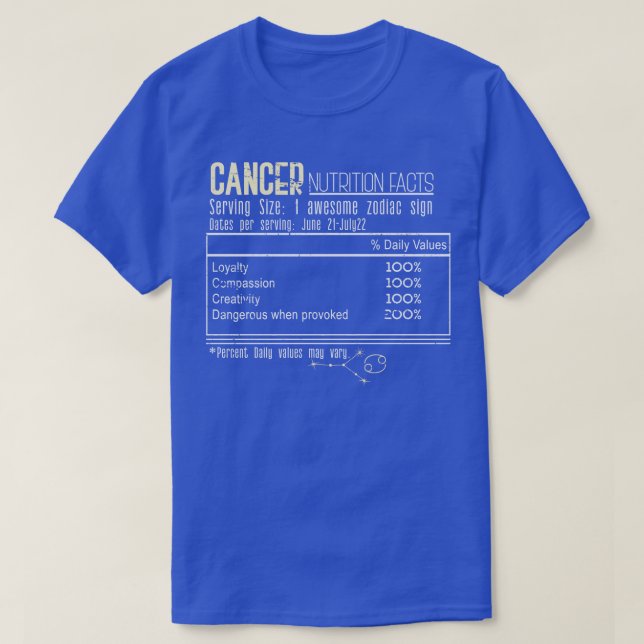 Camiseta Cáncer de Rótulos zodiacos (Diseño del anverso)