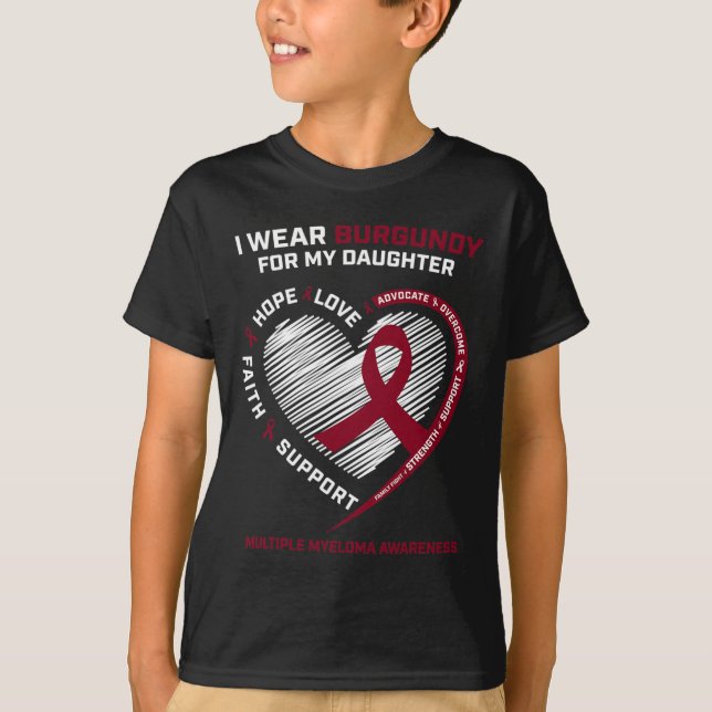 Camiseta Cáncer de sangre Hija de Borgoña Mieloma Múltiple  (Anverso)