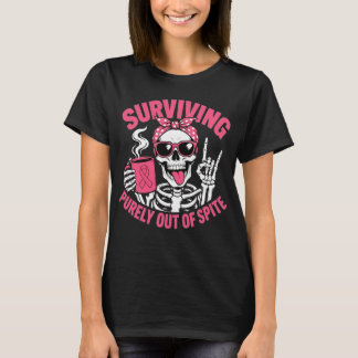 Camiseta Cáncer de Seno Divertido Esqueleto Café Humor