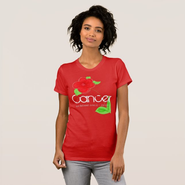 Camiseta Cáncer De Tee Con Flor Roja Ruby (Anverso completo)