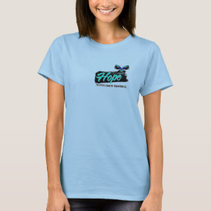 Camiseta Cáncer de tiroides de la mariposa del tatuaje de