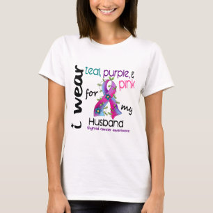 Camiseta Cáncer de tiroides llevo la cinta para mi marido
