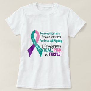 Camiseta Cáncer de tiroides llevo orgulloso el rosa púrpu