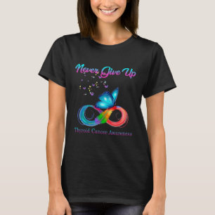 Camiseta Cáncer de tiroides morado de cinta rosa Verde azu