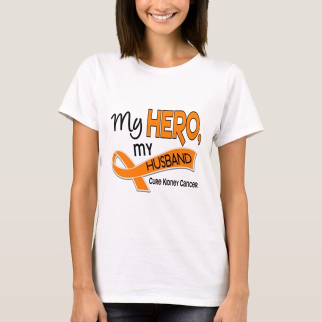 Camiseta Cáncer del riñón MI HÉROE MI MARIDO 42 (Anverso)