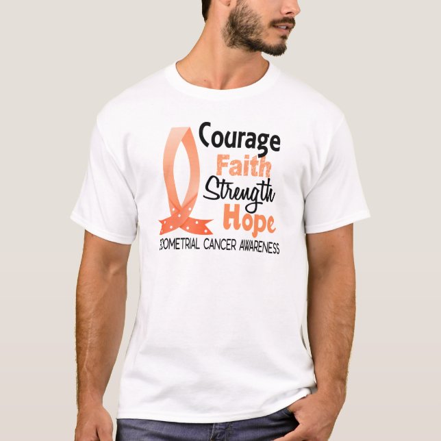 Camiseta Cáncer endometrial de la esperanza de la fuerza de (Anverso)