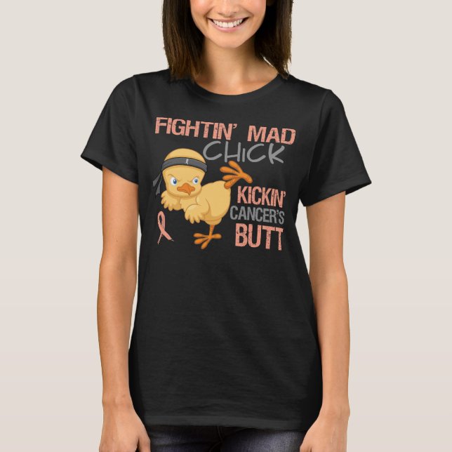 Camiseta Cáncer endometrial del polluelo enojado de Fightin (Anverso)