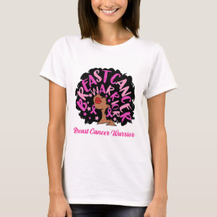 Camiseta Cáncer Guerrero Reina Mujer Negra Cinta Rosa Octob