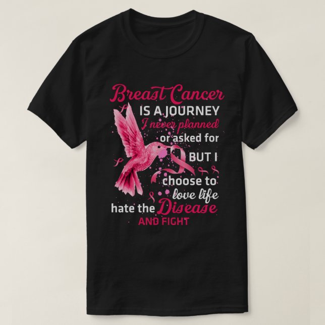 Camiseta Cáncer Guerrero Tee, Cáncer de Mama de Hummingbird (Diseño del anverso)