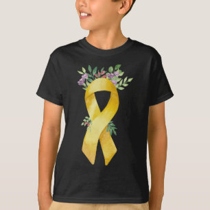 Camiseta Cáncer infantil Cinta dorada acuarela