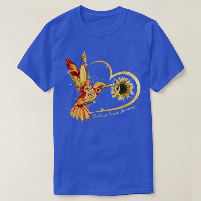 Camiseta Cáncer infantil de la Cinta de Oro de Giro Humming (Diseño del anverso)