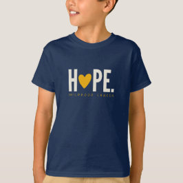 Camiseta cáncer infantil HOPE oro corazón niños T-Shirt