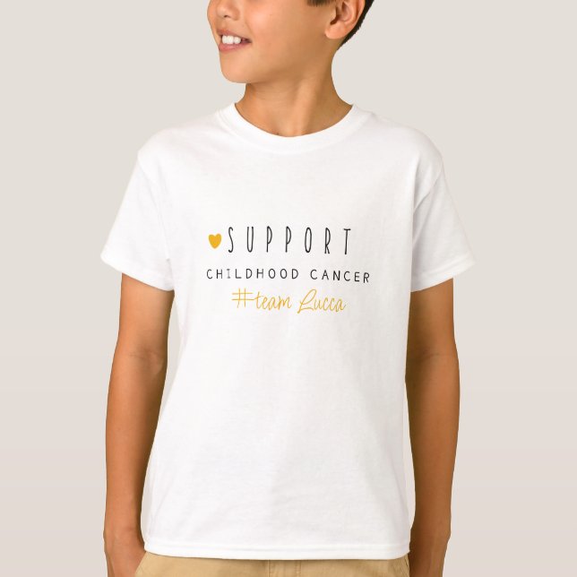 Camiseta cáncer infantil. Nombre del equipo personalizado.  (Anverso)