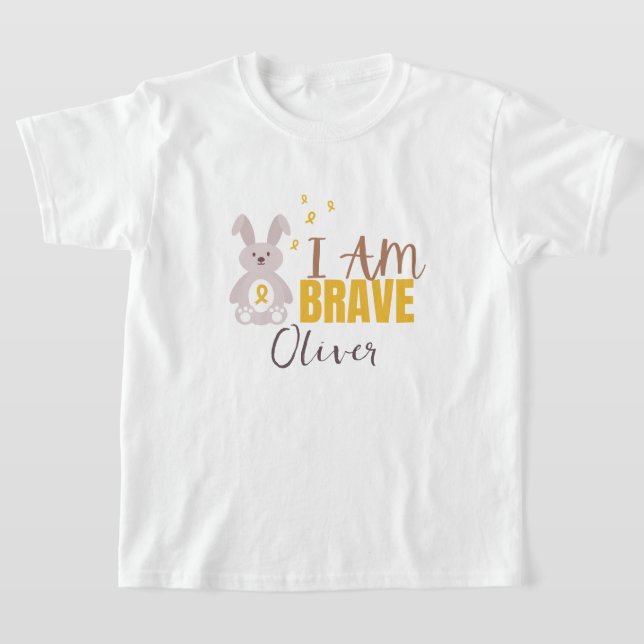 Camiseta cáncer infantil. Nombre personalizado. valiente. C (Distribución)