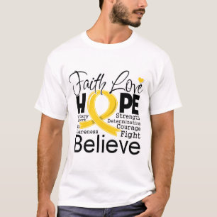 Camiseta Cáncer Infantil Tipográfico Fe Amor Esperanza
