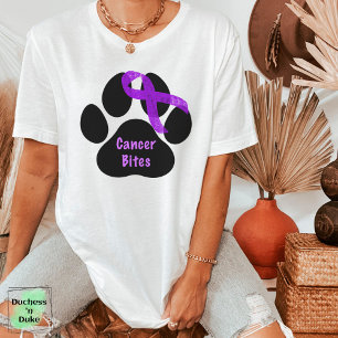 Camiseta Cáncer Muerde Pata de Perro Listón Morado Páncreas