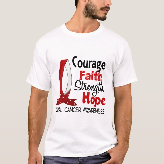 Camiseta Cáncer oral de la esperanza de la fuerza de la fe (Anverso)
