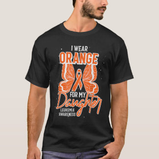 Camiseta Cancer Orange Ribbon Butterfly Daughter Leukemia A