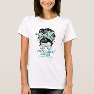 Camiseta Cáncer ovárico de guerrero vacunado en Messy Bun