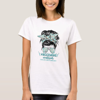 Camiseta Cáncer ovárico de guerrero vacunado en Messy Bun H