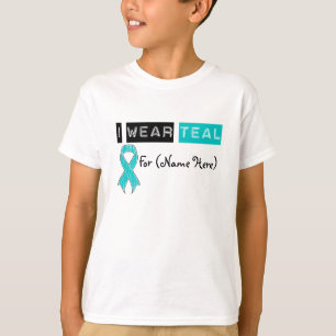 Camiseta Cáncer ovárico de la cinta verde azulada del
