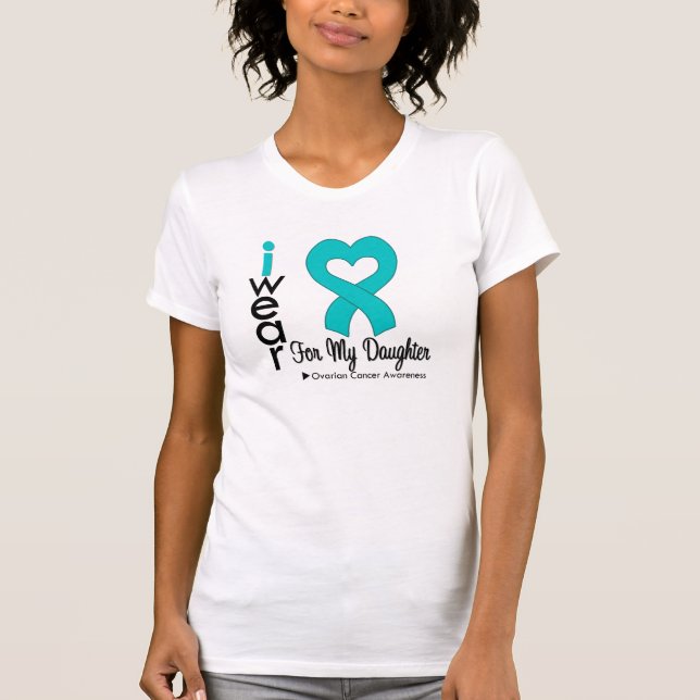 Camiseta Cáncer ovárico llevo el corazón verde azulado para (Anverso)