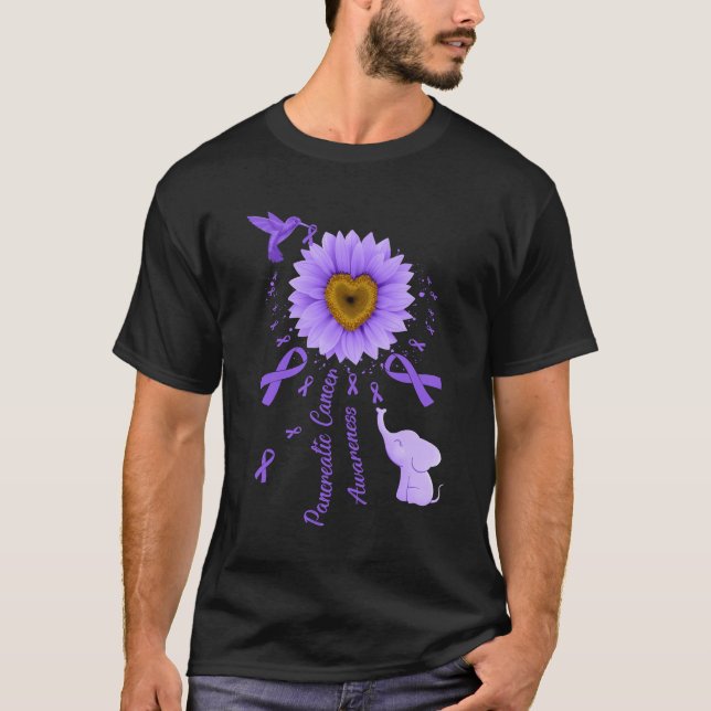 Camiseta Cáncer Pancreático A del Elefante del Colibrí del  (Anverso)