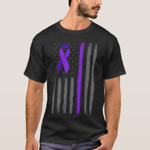 Camiseta Cáncer pancreático de bandera morada estadounidens
