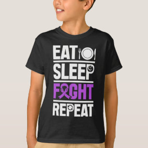 Camiseta Cáncer Pancreático Eat Sleep Fight Purple Ribbon