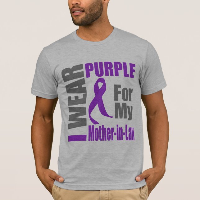Camiseta Cáncer pancreático llevo a la suegra púrpura (Anverso)