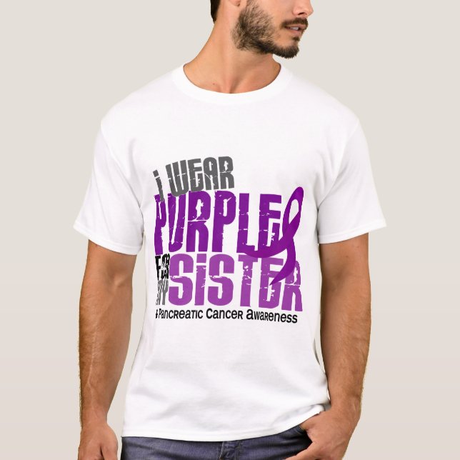Camiseta Cáncer pancreático llevo la púrpura para mi (Anverso)