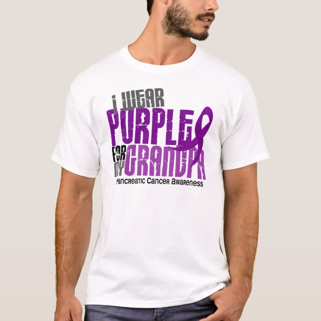 Camiseta Cáncer pancreático llevo la púrpura para mi abuelo (Anverso)