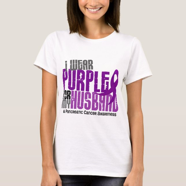Camiseta Cáncer pancreático llevo la púrpura para mi marido (Anverso)