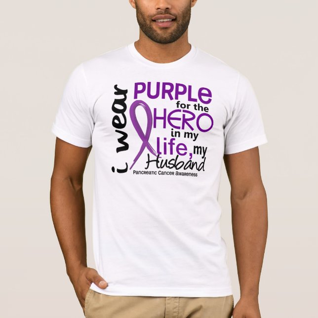 Camiseta Cáncer pancreático para mi héroe mi marido 2 (Anverso)