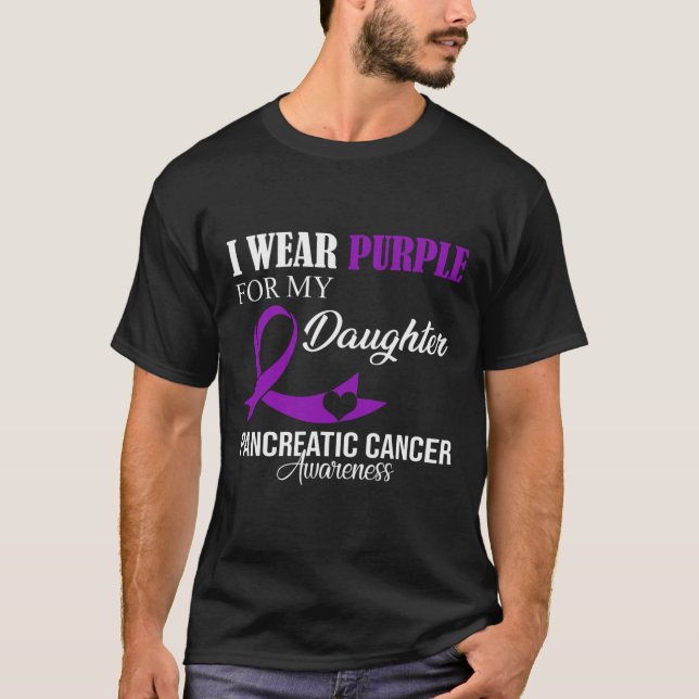 Camiseta Cáncer Pancreático Que Uso Púrpura Para Mi Fa Hija (Anverso)