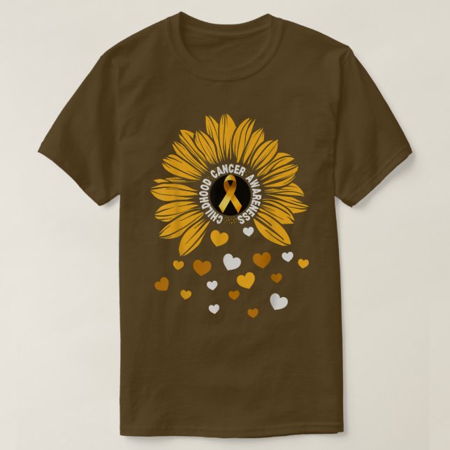 Camiseta Cáncer pediátrico Cáncer de la niñez del girasol a (Diseño del anverso)