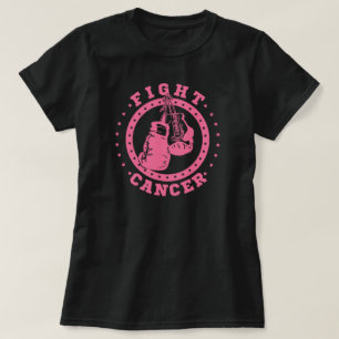 Camiseta Cáncer rosado de la lucha de los guantes de boxeo