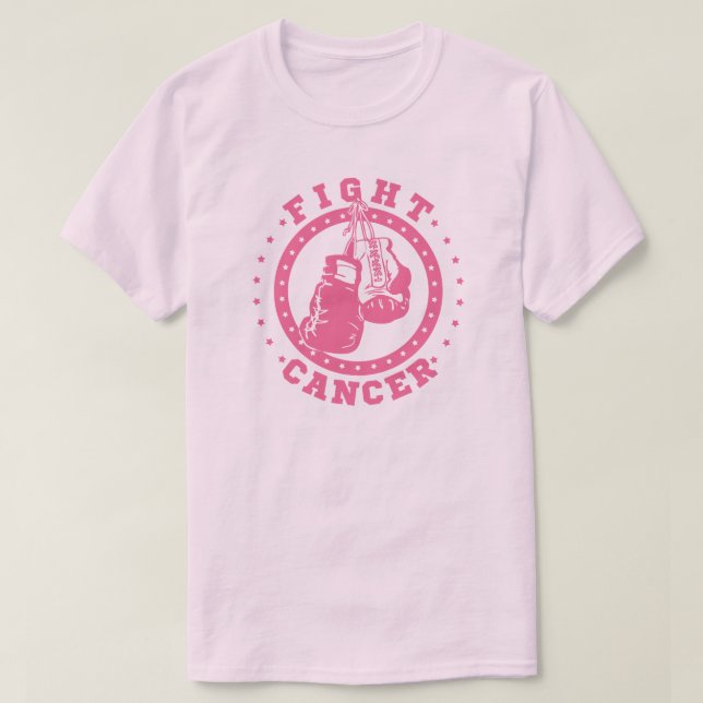 Camiseta Cáncer rosado de la lucha de los guantes de boxeo (Diseño del anverso)
