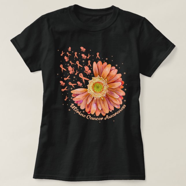 Camiseta Cáncer uterino de girasol de pájaro Hummingbird  (Diseño del anverso)
