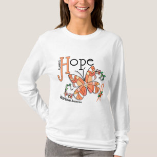 Camiseta Cáncer uterino de la mariposa del vitral